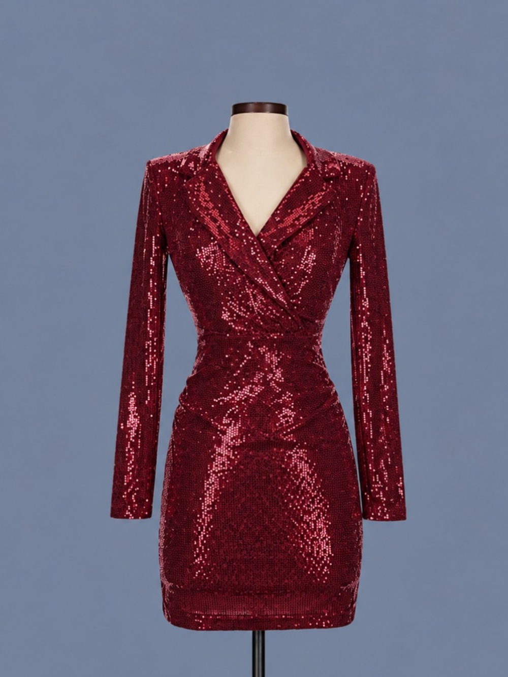 Emerald Sundae Burgundy Sequin Blazer Mini Dress – XS – NWT